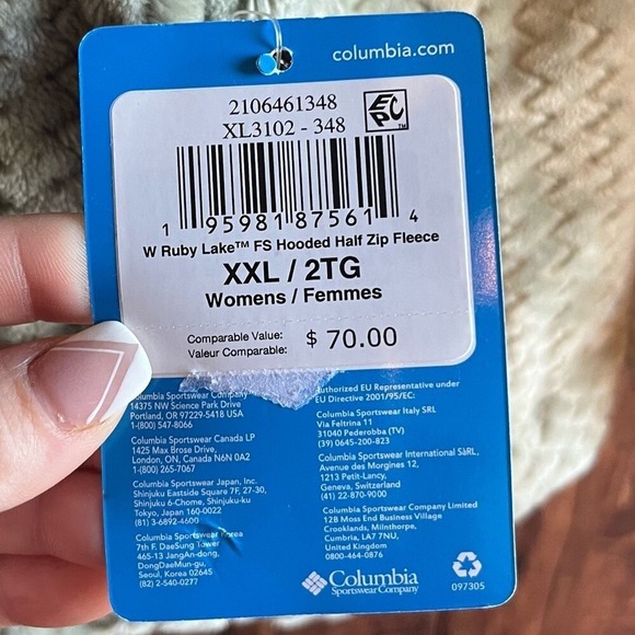 Columbia womens‎ XXL Pullover Hoodie Fuzzy Fleece Quarter Zip Jacket chevron NWT - Picture 6 of 7